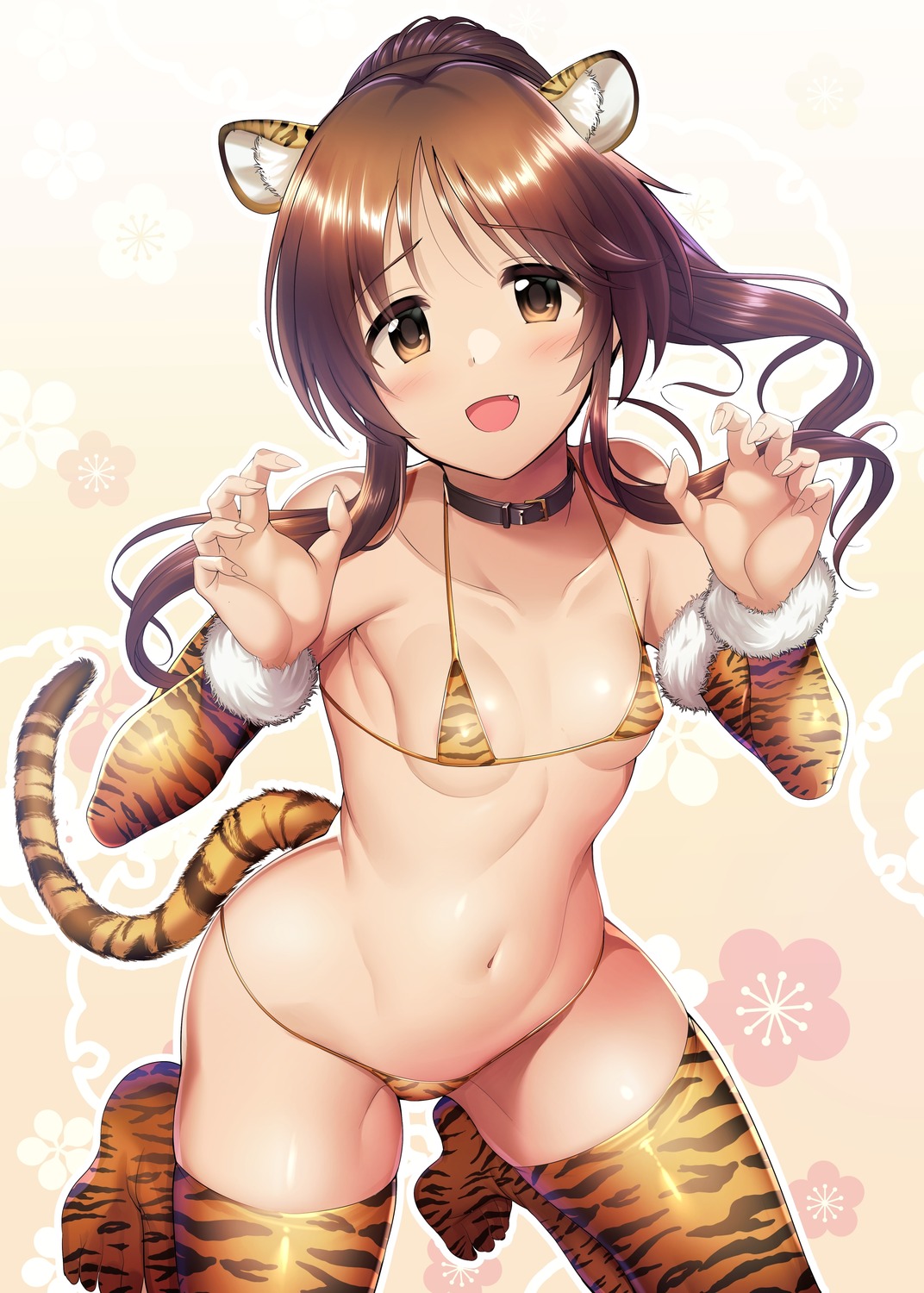 animal_ears areola bikini ment swimsuits tail takamori_aiko the_idolm@ster the_idolm@ster_cinderella_girls thighhighs