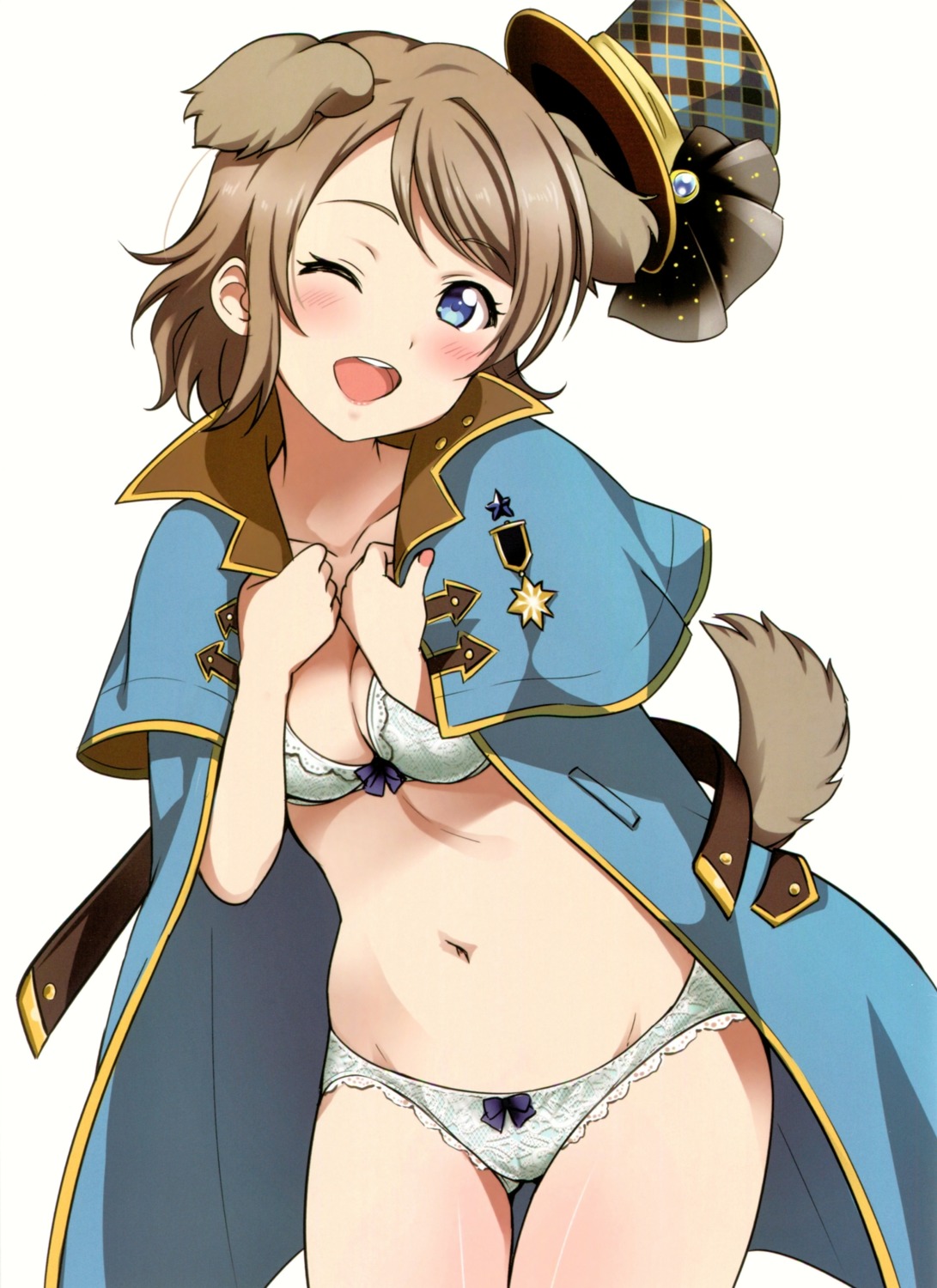 animal_ears bra breast_hold cleavage love_live!_sunshine!! pantsu sankuro tail watanabe_you