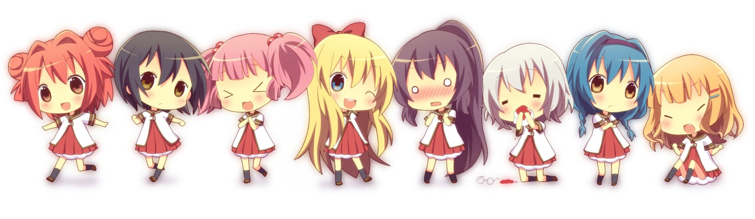 akaza_akari chibi funami_yui furutani_himawari ikeda_chitose kumakichi oomuro_sakurako seifuku sugiura_ayano toshinou_kyouko yoshikawa_chinatsu yuru_yuri