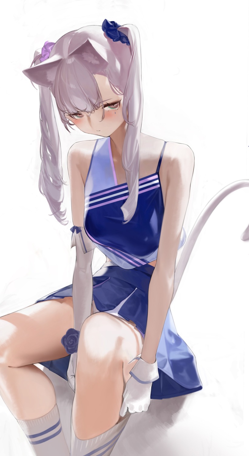 animal_ears cheerleader nekomimi tail undressing watarumi