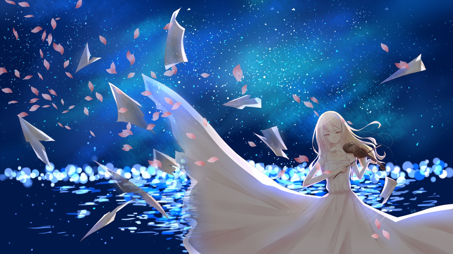 dress miyazono_kaori shigatsu_wa_kimi_no_uso shiroi_sange skirt_lift summer_dress