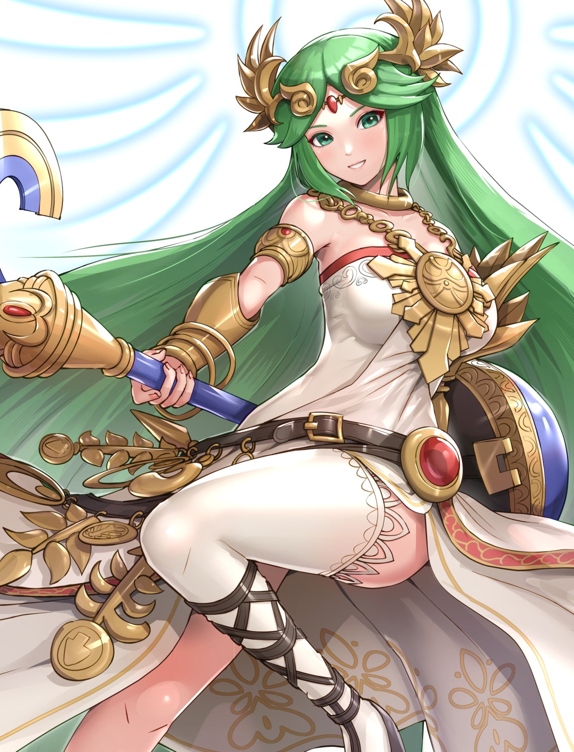 dress gonzarez kid_icarus palutena skirt_lift thighhighs weapon