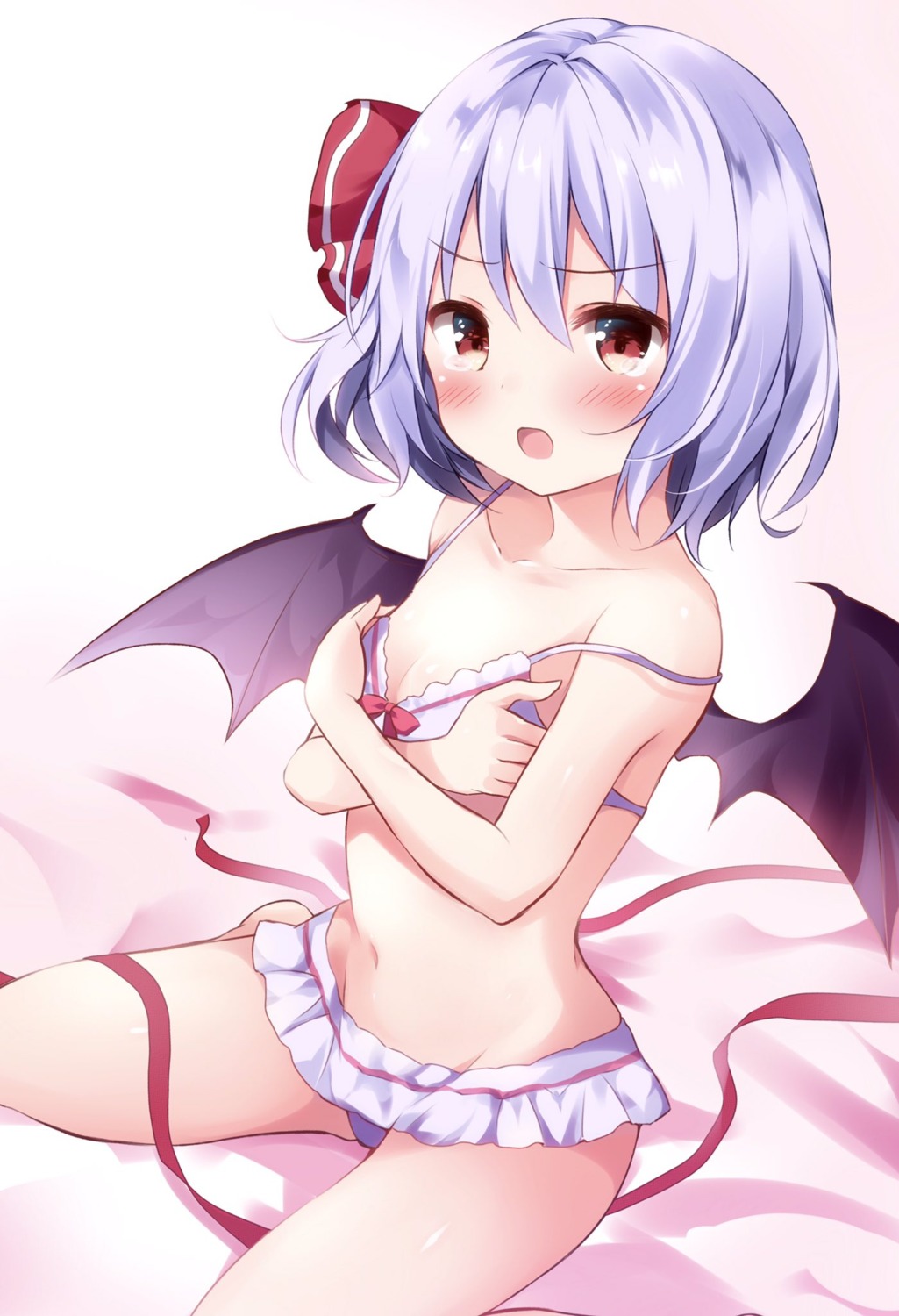 bra breast_hold cleavage hyurasan loli pantsu remilia_scarlet touhou wings