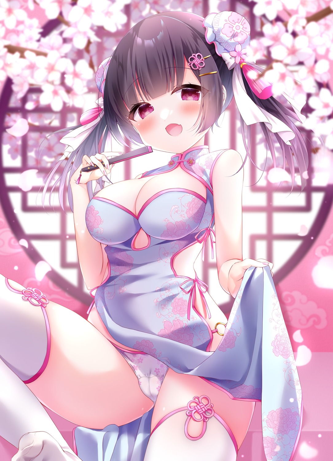 cameltoe chinadress momochi_chia pantsu skirt_lift thighhighs