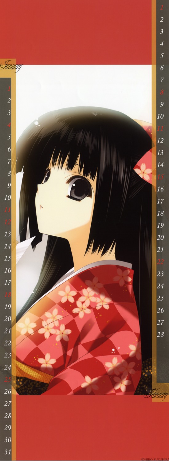calendar kimono stick_poster suzuhira_hiro