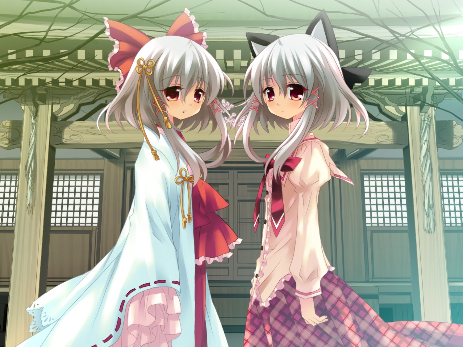 animal_ears game_cg hanafubuki miko nekomimi sakuramori_akasha sakurazawa_izumi seifuku silver_bullet