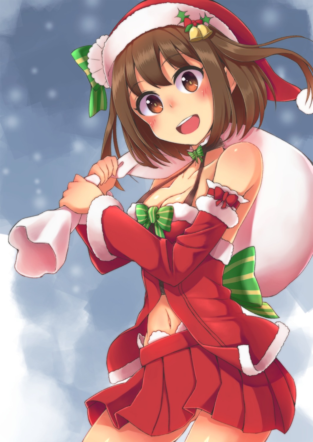 christmas cleavage misaki_yuuma sakamiya_hotaru school_girl_strikers