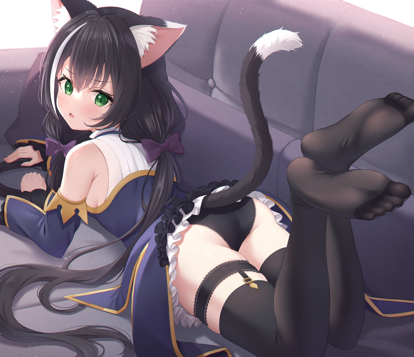 animal_ears ass cameltoe feet garter karyl_(princess_connect) nekomimi pantsu princess_connect princess_connect!_re:dive skirt_lift stockings tail thighhighs xue_lu