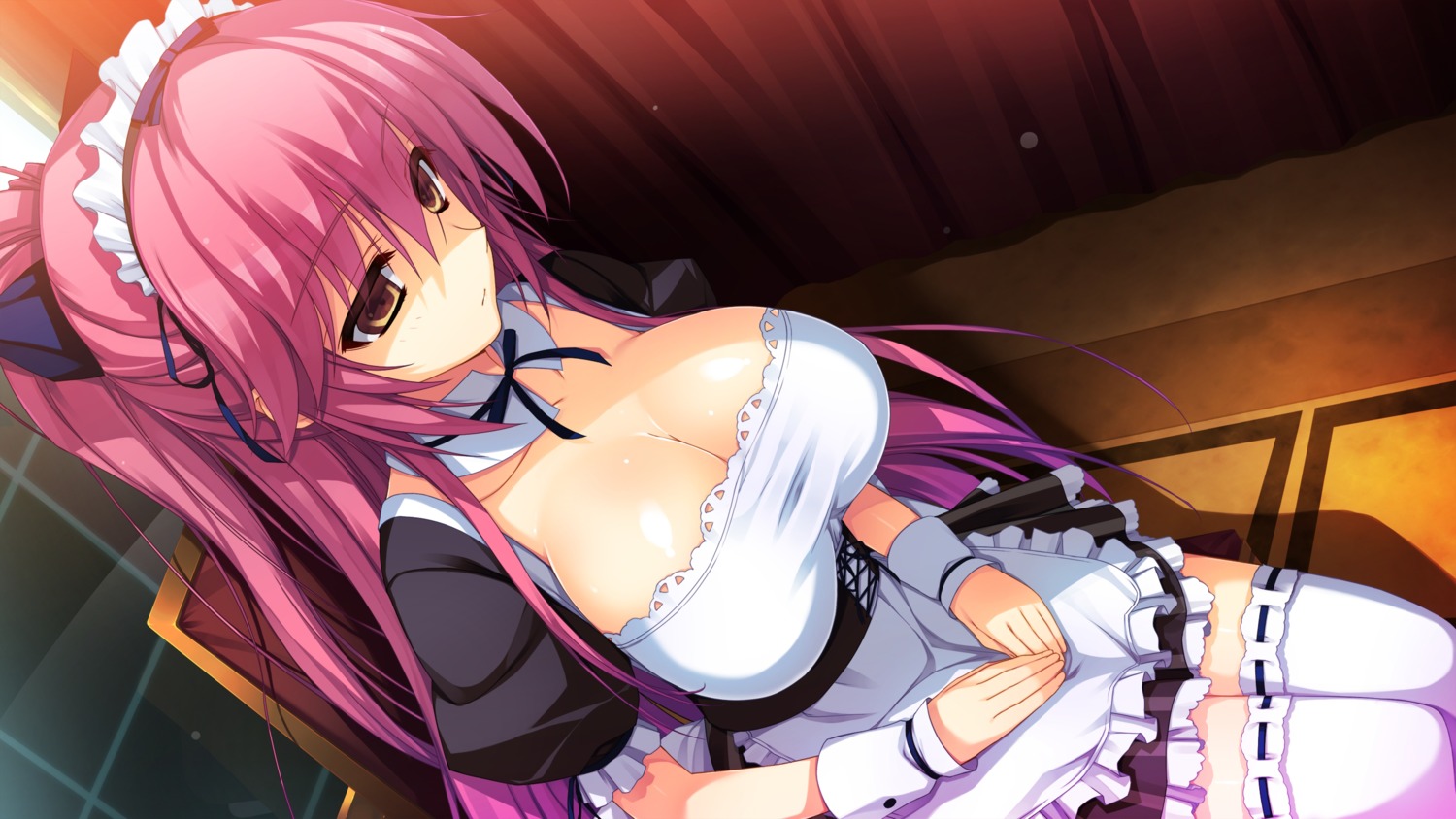 akusera cleavage game_cg maid reminiscence thighhighs tigre tomose_shunsaku