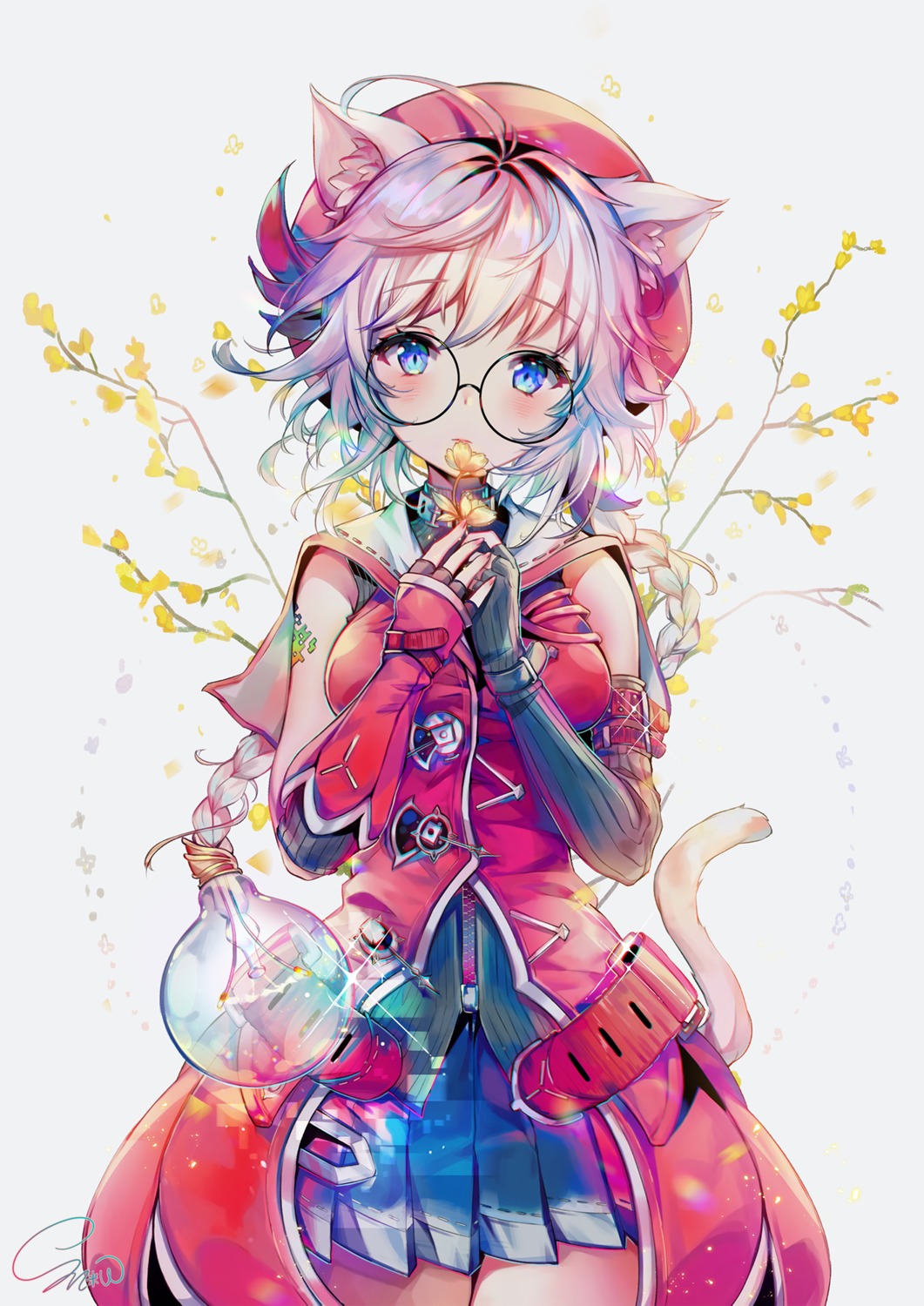 animal_ears megane nekomimi qurare:_magic_library snow_is tail