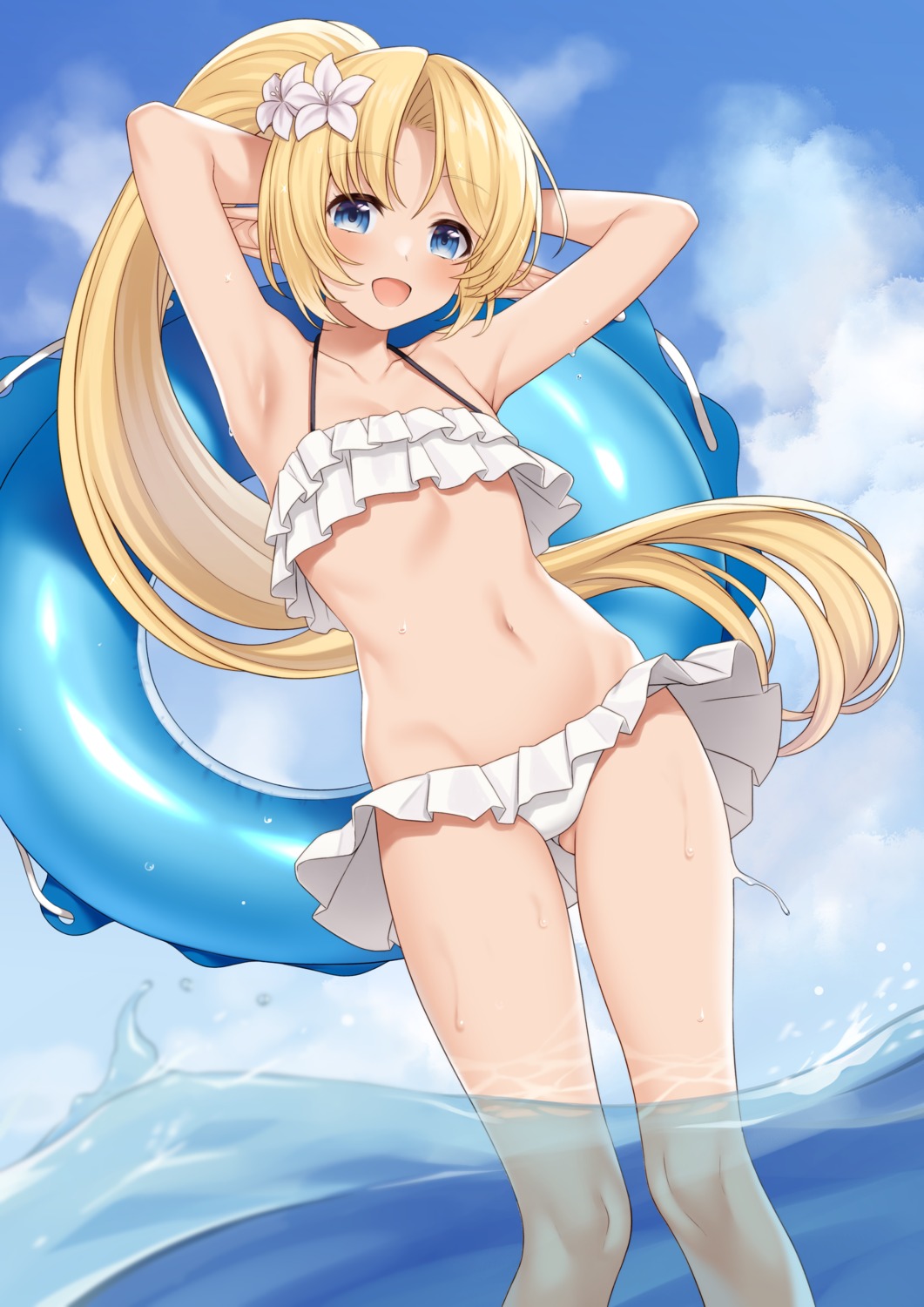 bikini elf enjo_kouhai iris_tia_aederlinde pointy_ears swimsuits takunomi wet