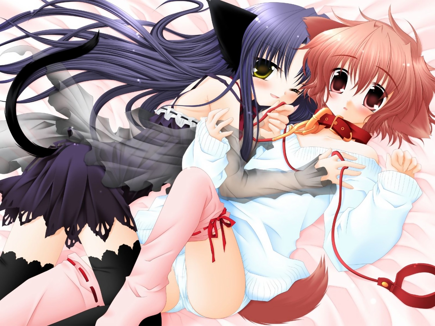 animal_ears hinata_(sakurazawa_izumi) nekomimi pantsu pure_pure sakurazawa_izumi tail thighhighs tobari wallpaper