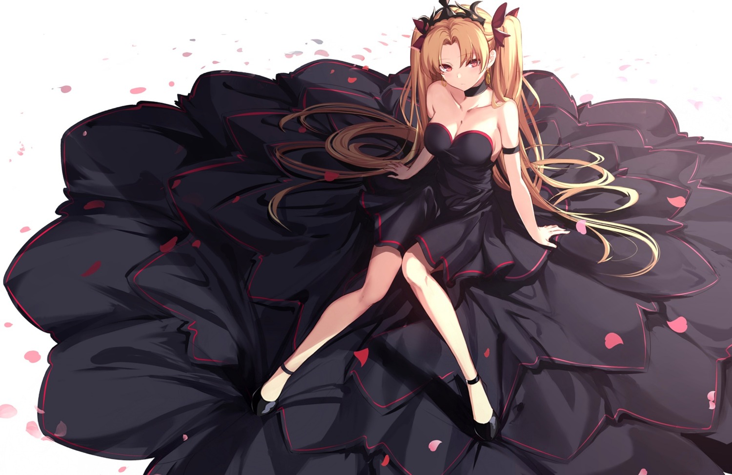 cleavage dress ereshkigal_(fate/grand_order) fate/grand_order no_bra spider_apple