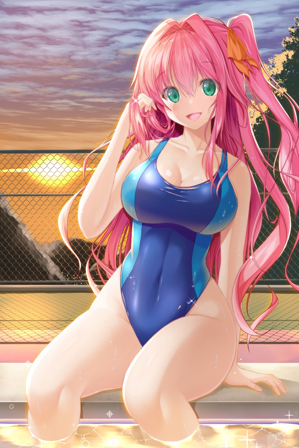 cleavage rankiryuu swimsuits wet