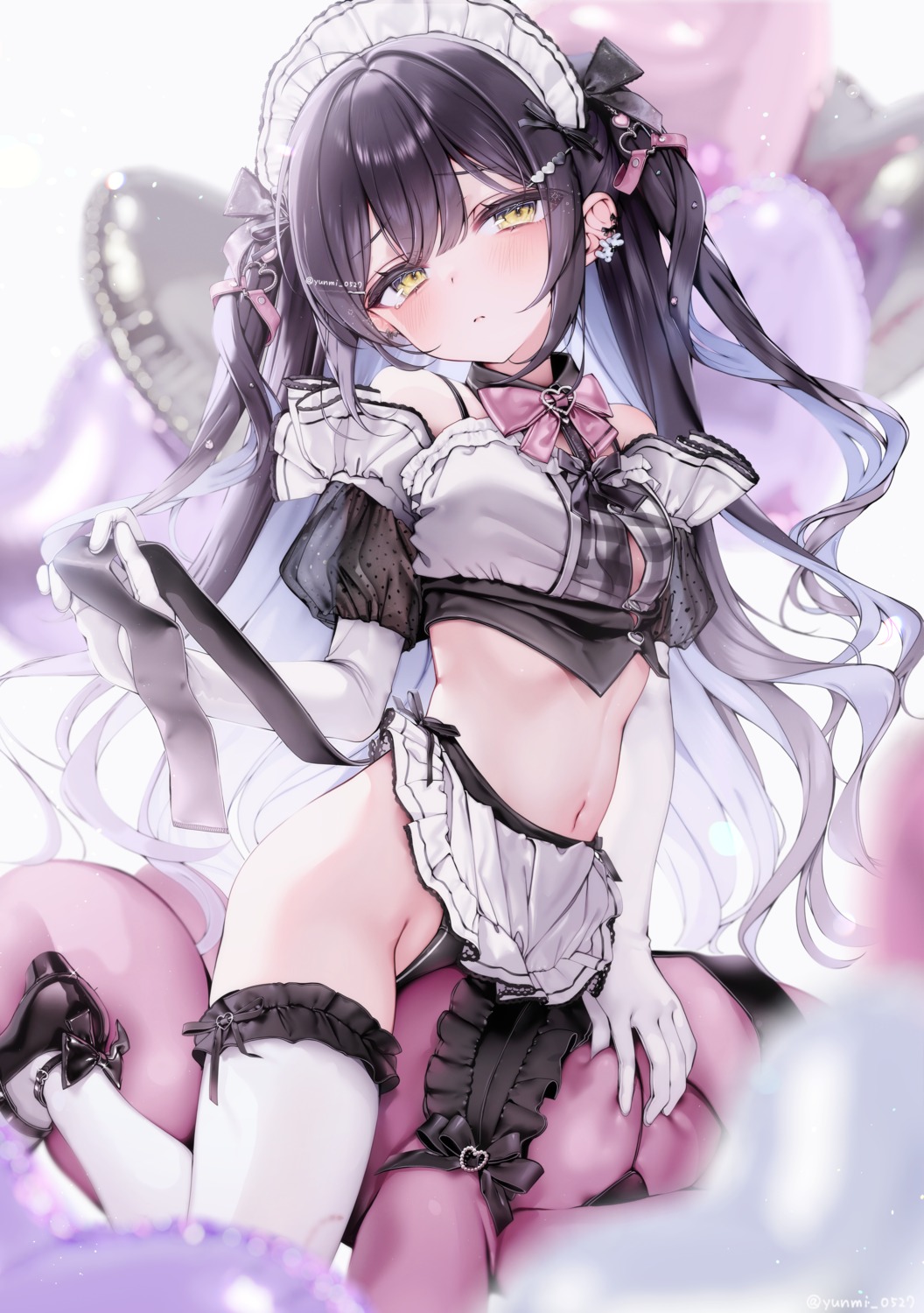 heels kudou_rinri loli maid no_bra pantsu see_through skirt_lift thighhighs yunmi_0527