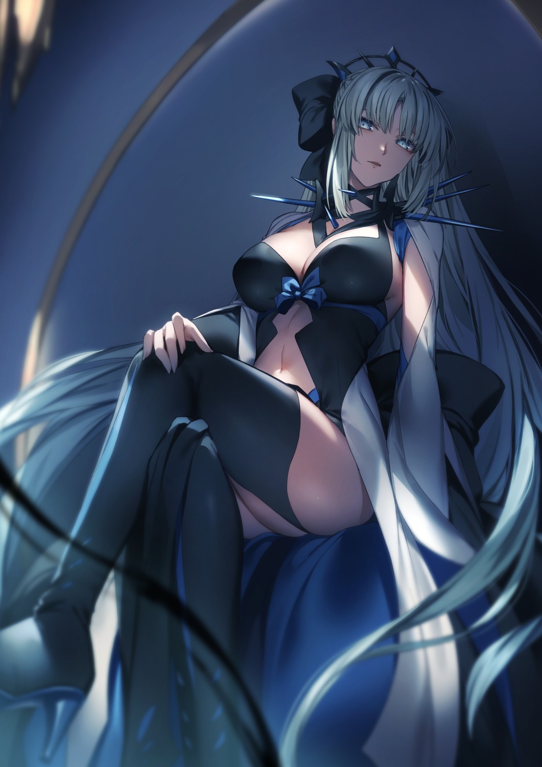 fate/grand_order genyaky heels morgan_le_fay_(fate) stockings thighhighs