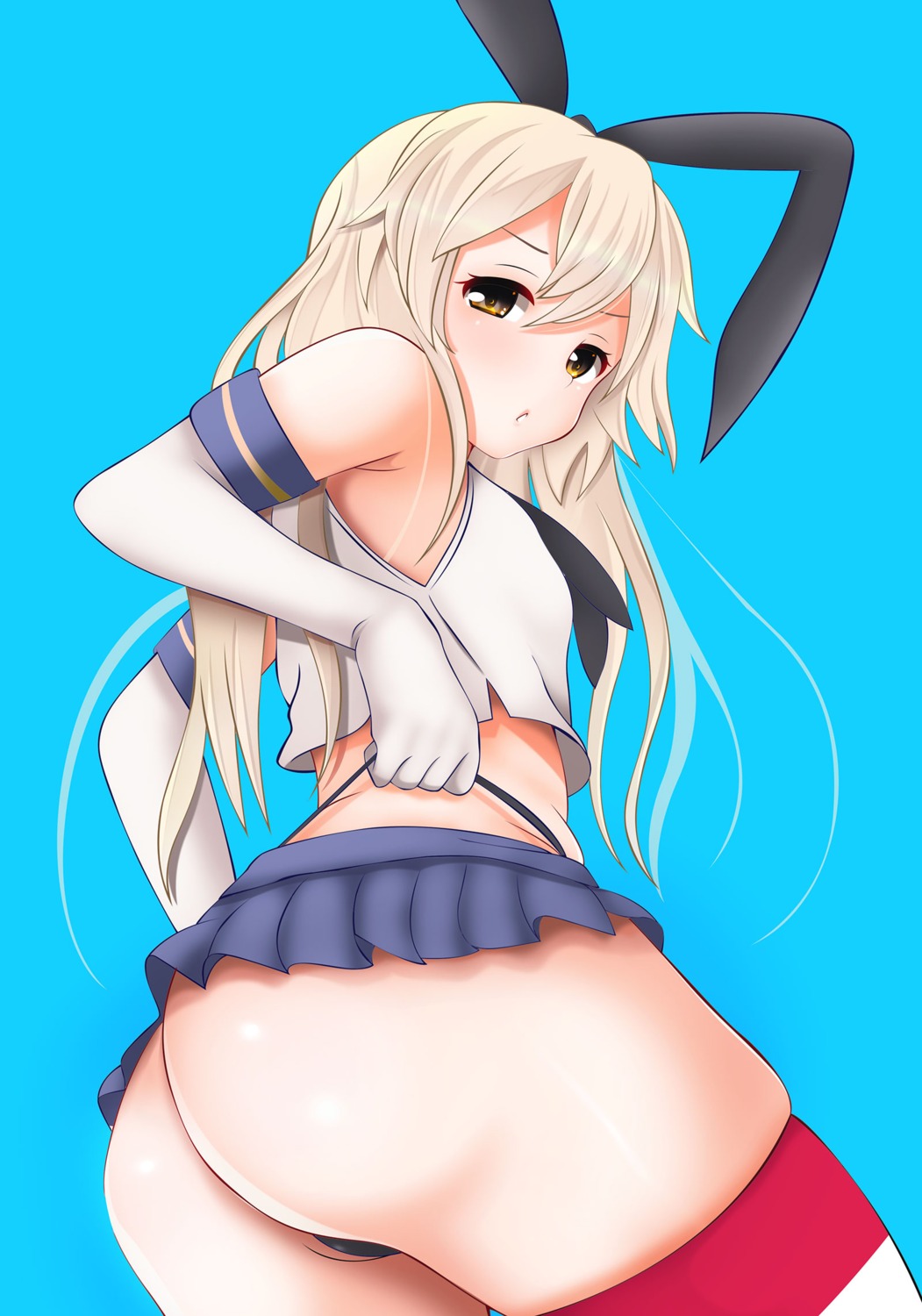 ass hifumi_kei kantai_collection pantsu shimakaze_(kancolle) thighhighs thong