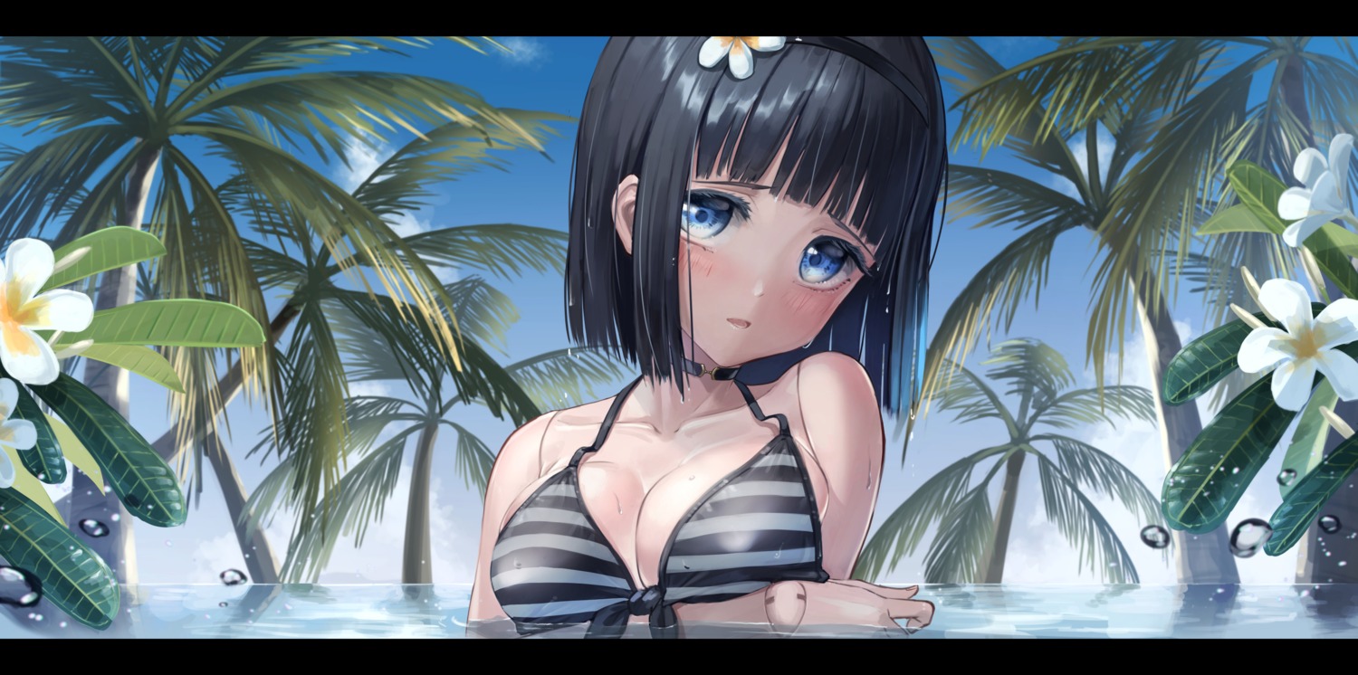 aconatsu_(konatu-aomi) bikini_top bishoujo_mangekyou breast_hold cleavage dorothy_(bishoujo_mangekyou) swimsuits wet