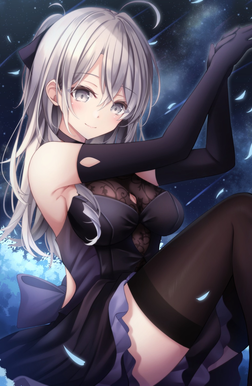 artist_revision dress no_bra see_through skirt_lift thighhighs tsukasa0719