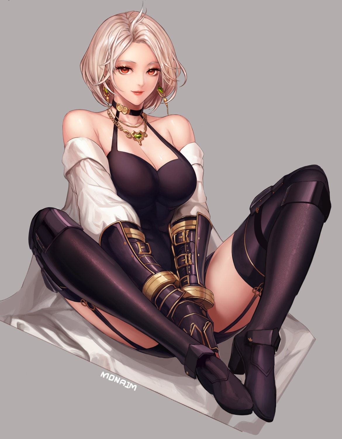 cleavage dungeon_fighter heels monaim stockings thighhighs