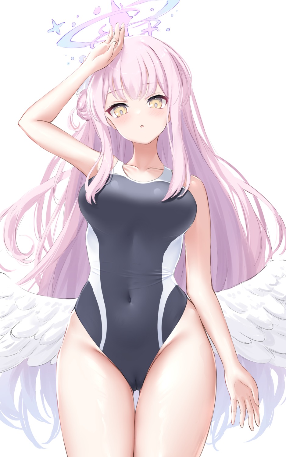 angel artist_revision blue_archive cameltoe misono_mika ncontrail_(mgax7527) swimsuits wings