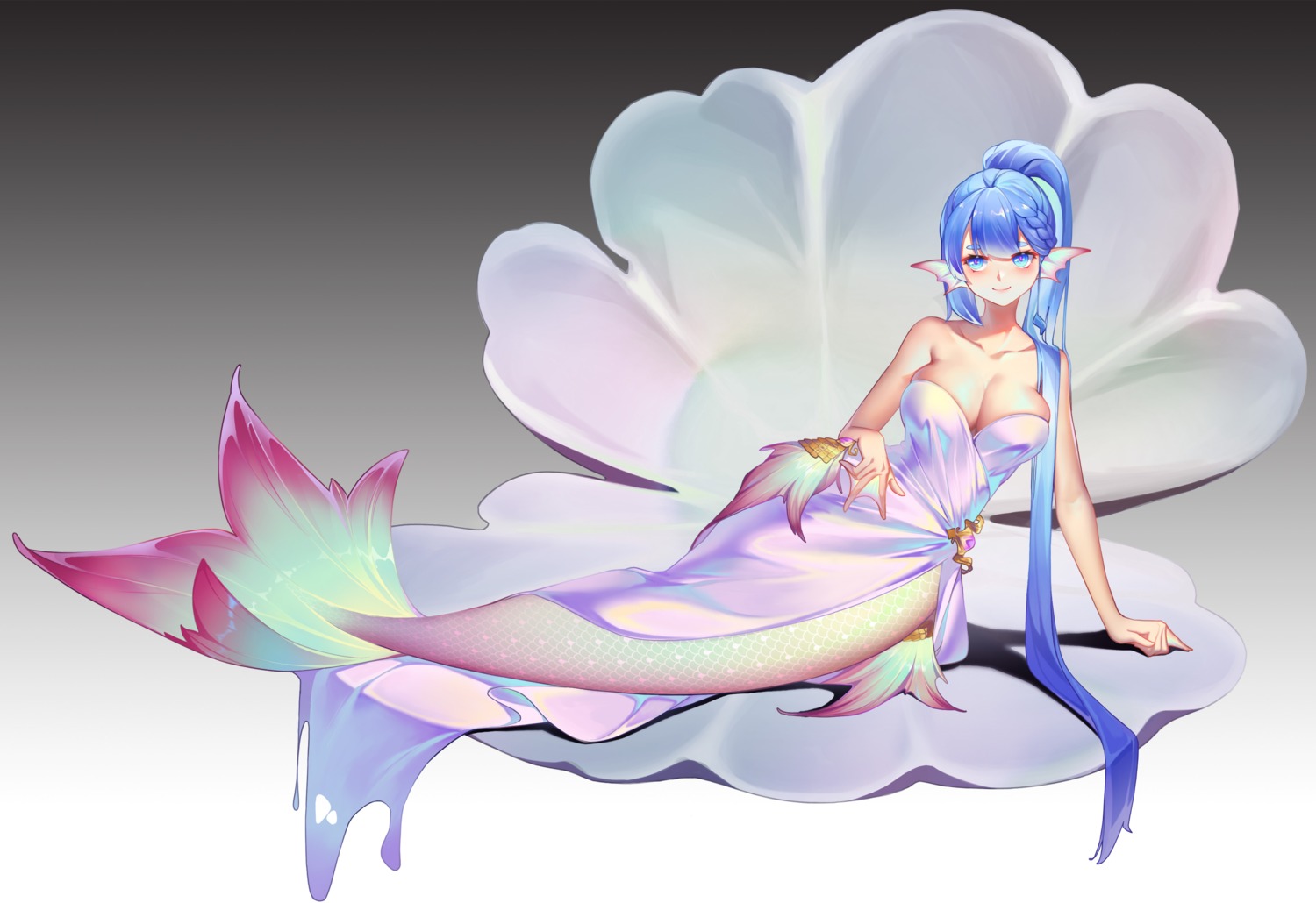 dress mermaid monster_girl no_bra tagme tail