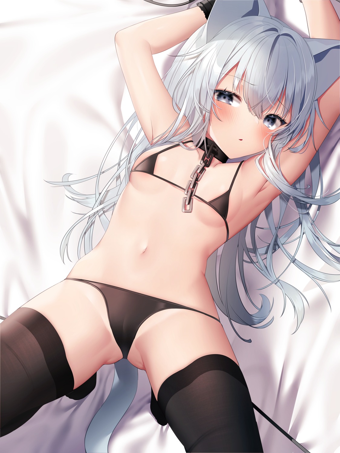 animal_ears bikini bondage haiba hibiki_(kancolle) kantai_collection loli nekomimi swimsuits tail thighhighs