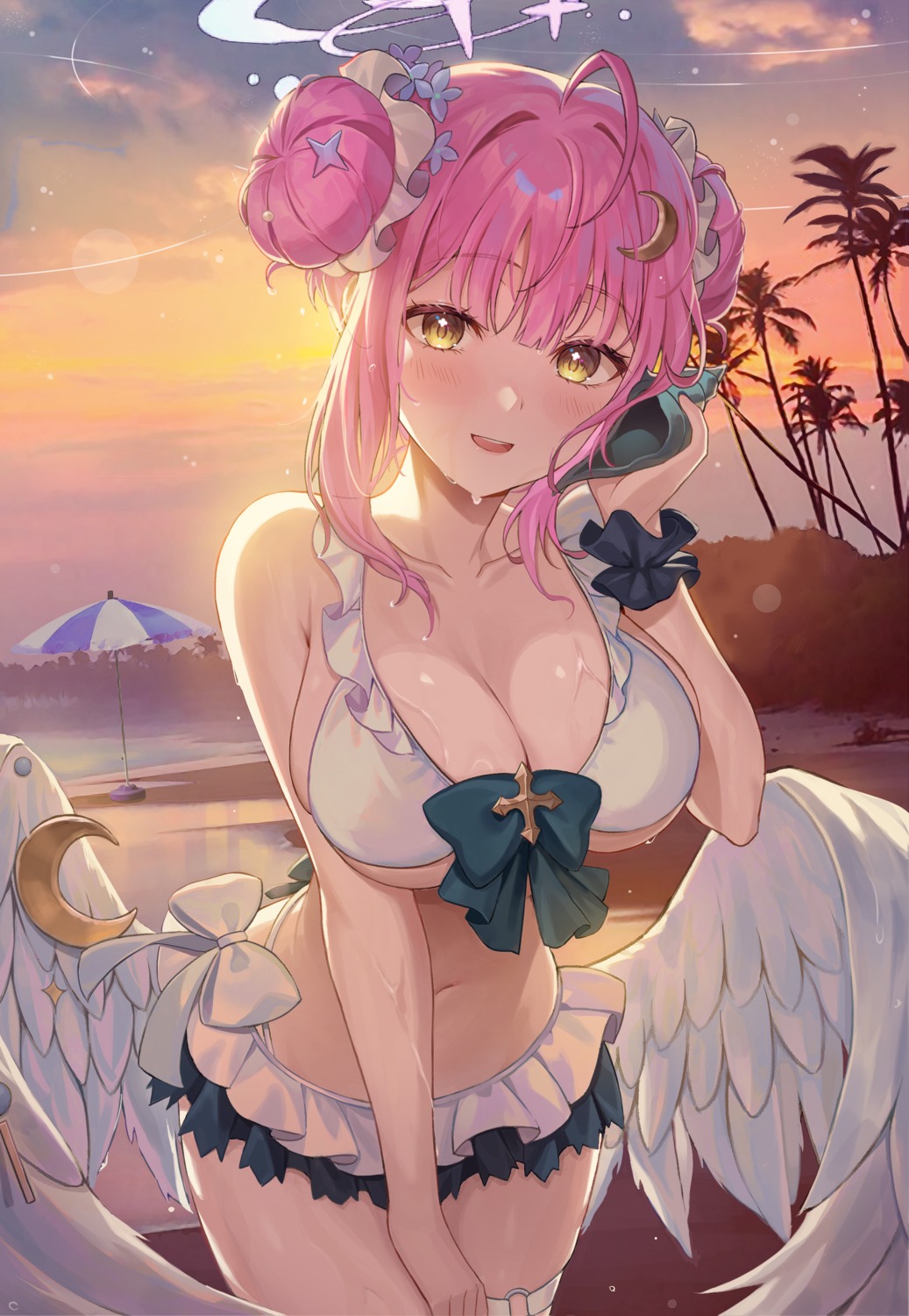 angel bikini blue_archive garter misono_mika mopinapiki swimsuits wings