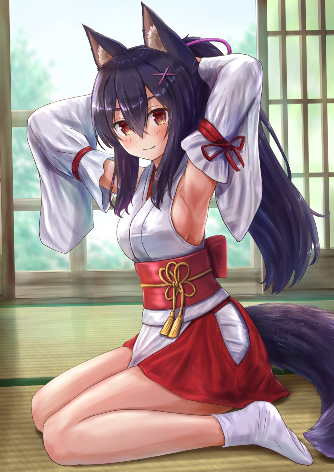 animal_ears iroha_(iroha_matsurika) miko no_bra tail