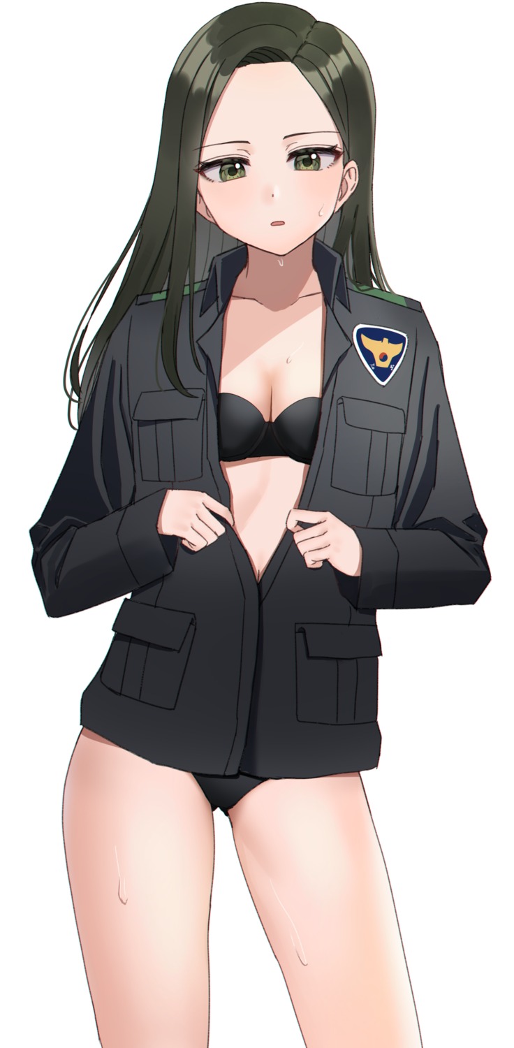 bra cleavage kubong open_shirt pantsu undressing uniform