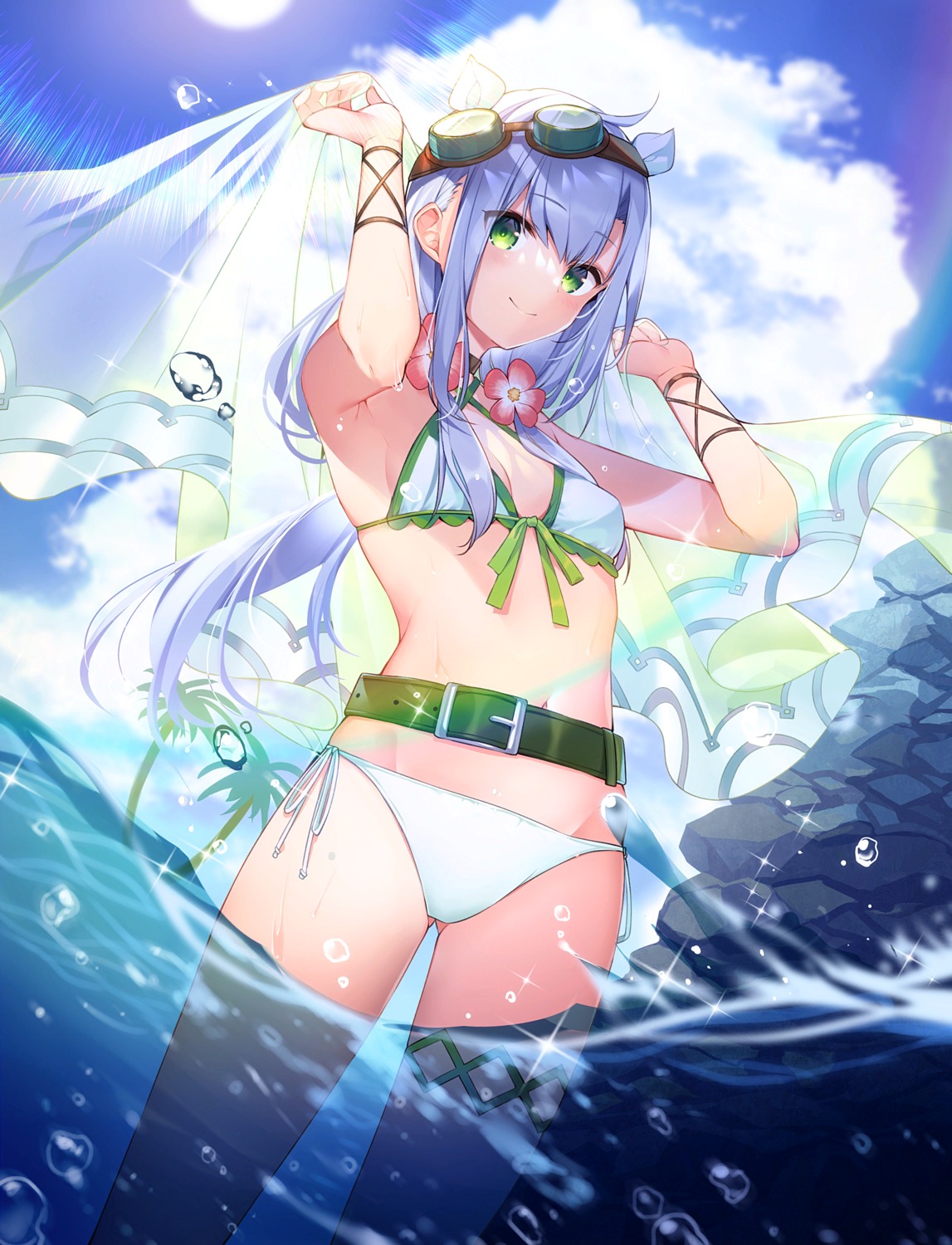 bikini cleavage fantasia_re:build mishima_kurone rokudenashi_majutsu_koushi_to_akashic_record sistina_fibel swimsuits wet