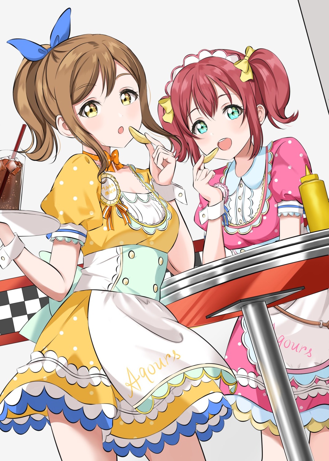 gorilla-shi kunikida_hanamaru kurosawa_ruby love_live!_sunshine!! maid waitress