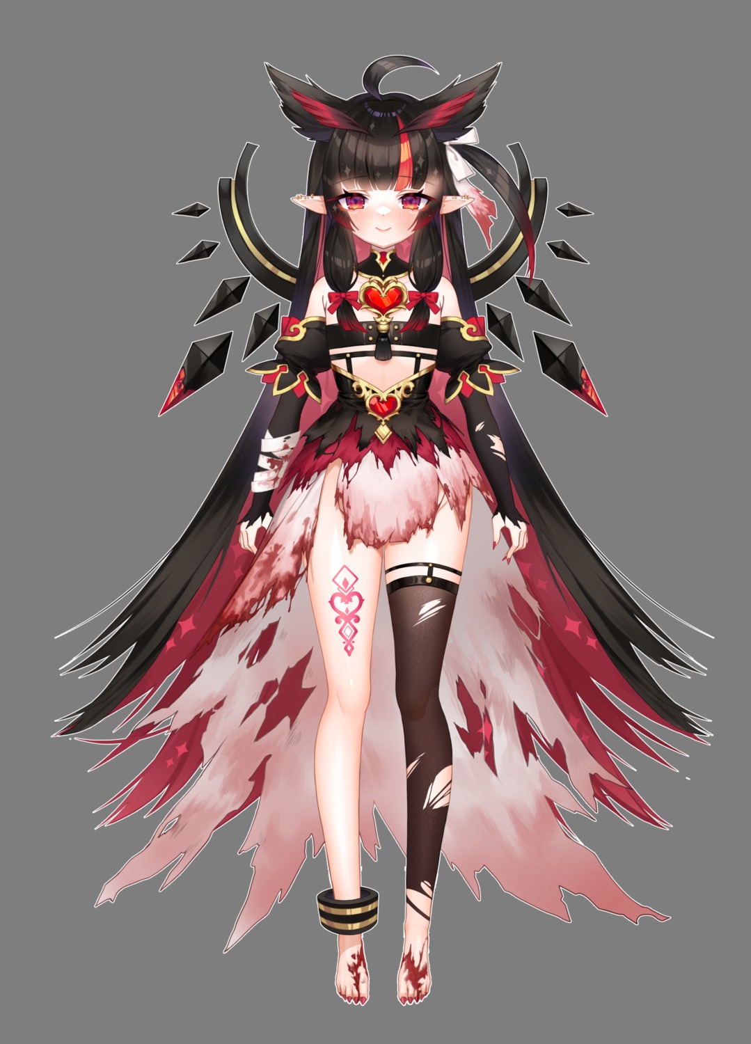 bandages blood garter indie_virtual_youtuber loli mikazuki_silvi pointy_ears stockings tagme tattoo thighhighs torn_clothes transparent_png