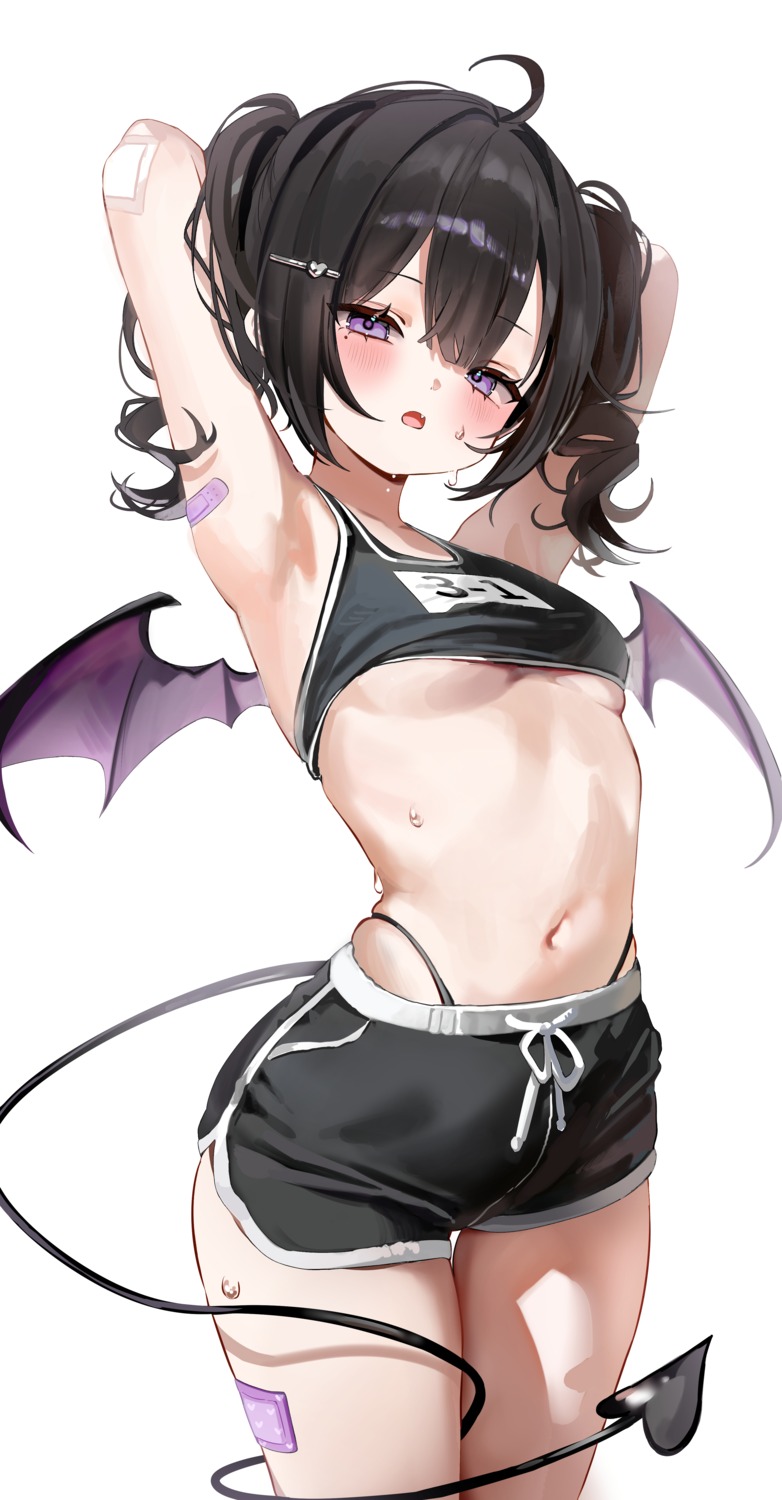 bandaid devil loli no_bra shirt_lift tail underboob whitebc wings