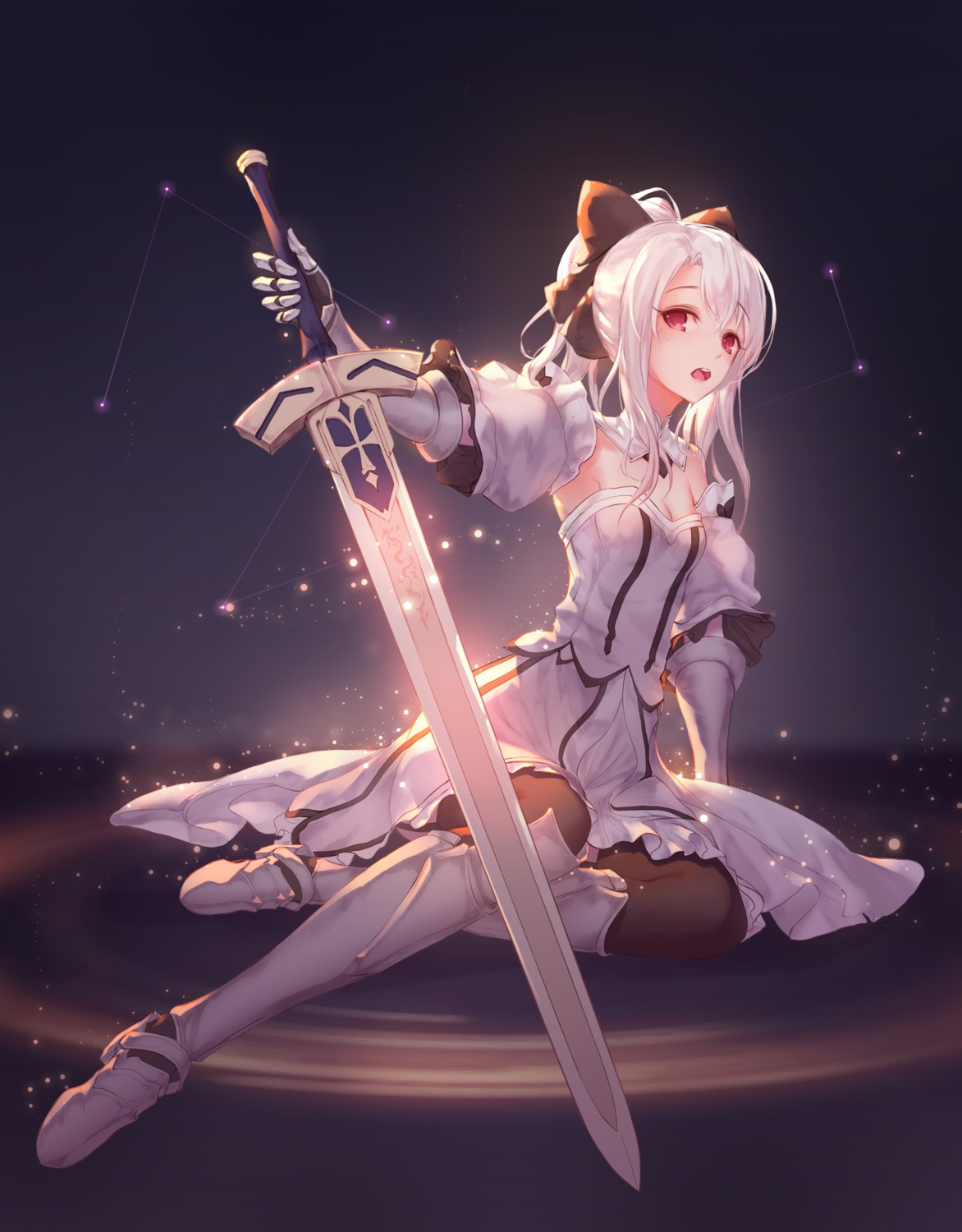 armor cleavage fate/kaleid_liner_prisma_illya fate/stay_night godoju heels illyasviel_von_einzbern stockings sword thighhighs