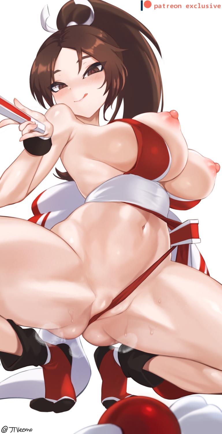 breasts japanese_clothes jtveemo king_of_fighters leotard nipples no_bra nopan pussy shiranui_mai