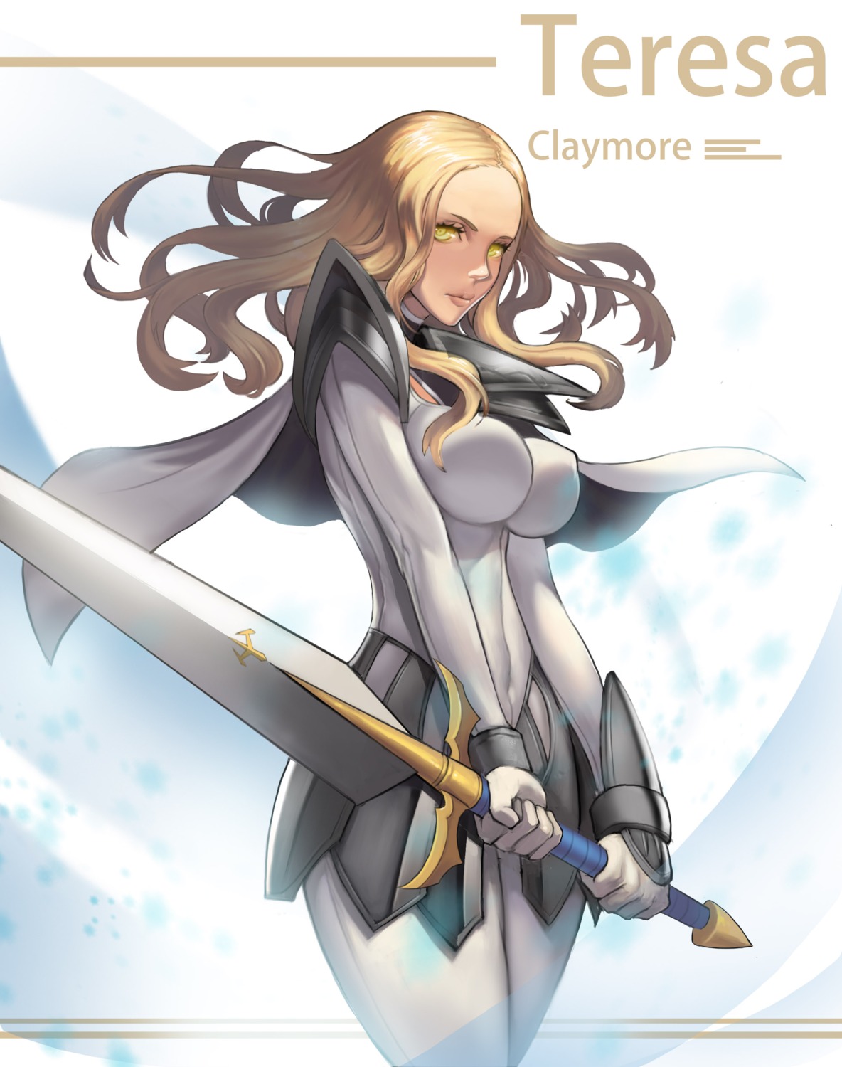 armor bisho_no_teresa bodysuit claymore erect_nipples sword teresa_(claymore)