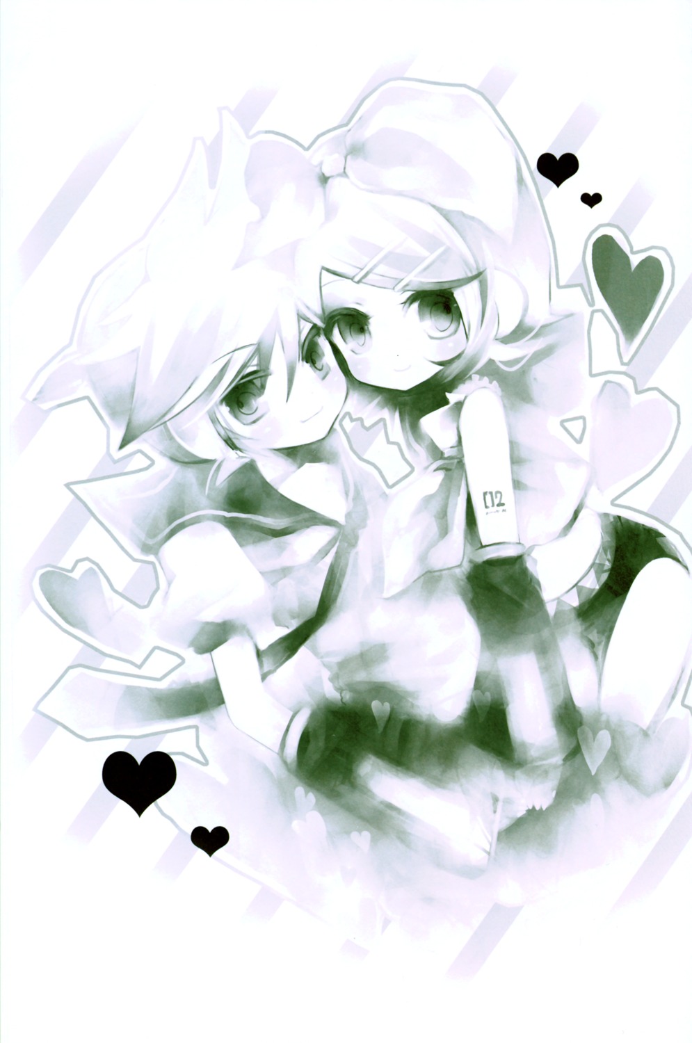 kagamine_len kagamine_rin monochrome shimeko vocaloid