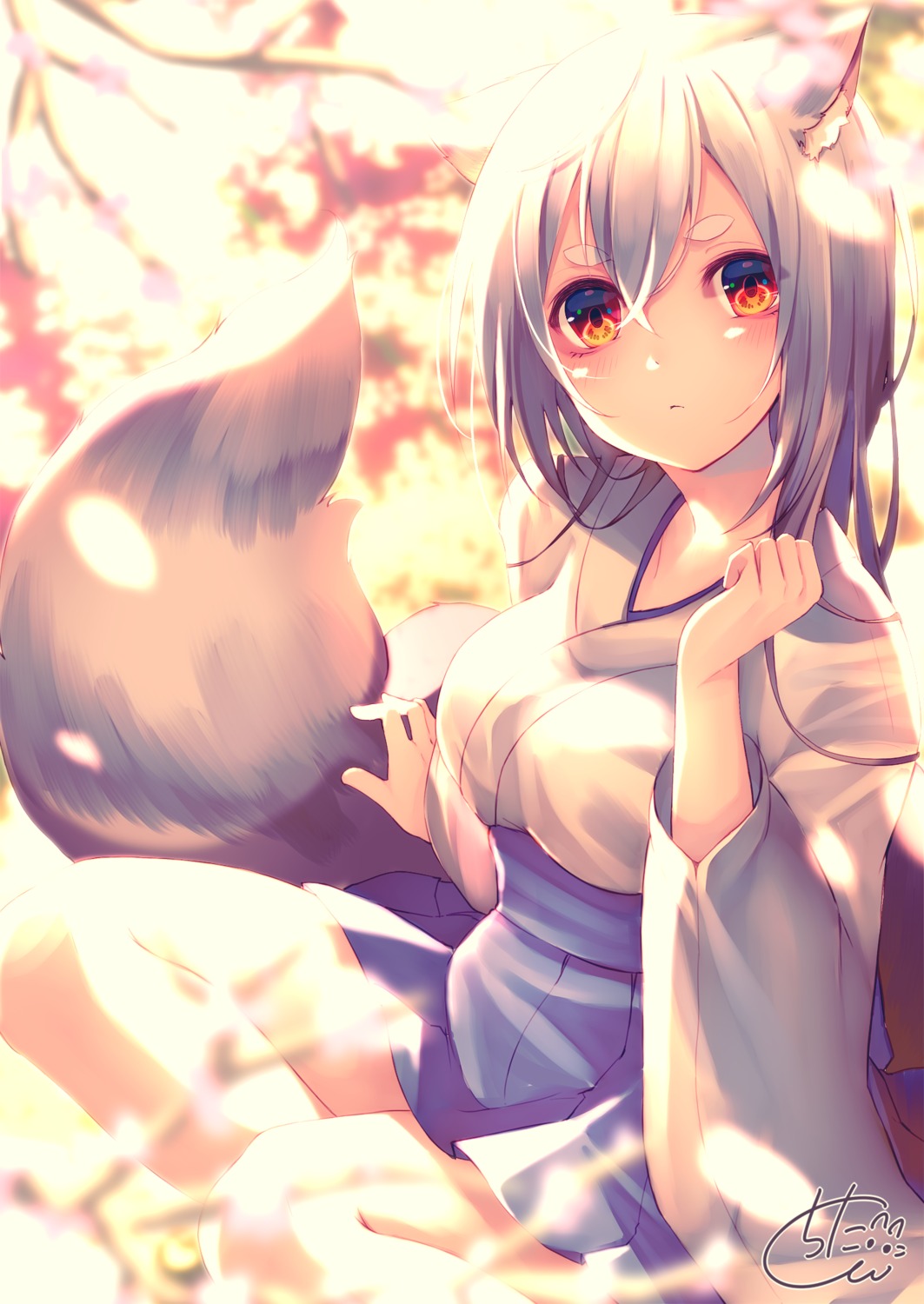 animal_ears chita_(ketchup) japanese_clothes kitsune tail