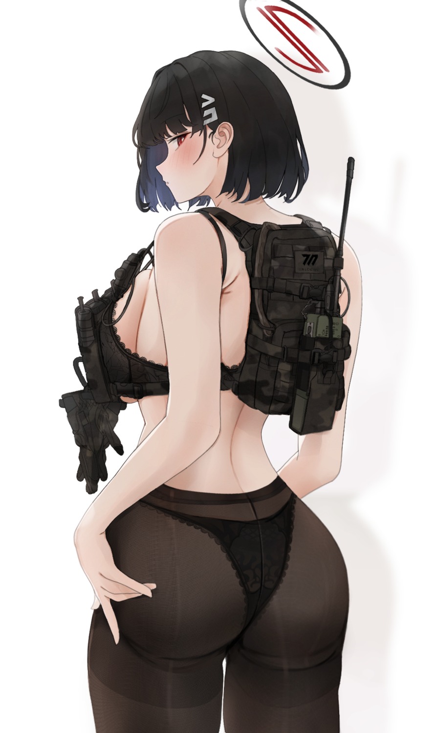 ass blue_archive bra fte_(fifteen_199) gun halo pantsu pantyhose thong tsukatsuki_rio