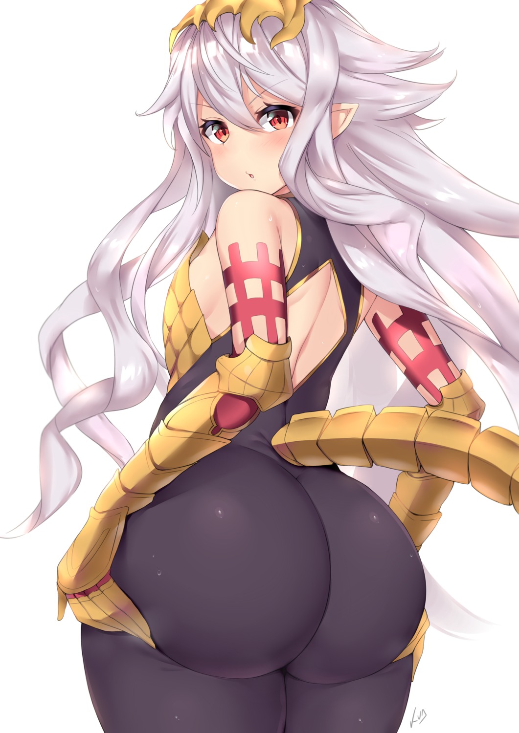 armor ass ass_grab bodysuit kuavera loli medusa_(shingeki_no_bahamut) pointy_ears shingeki_no_bahamut tail