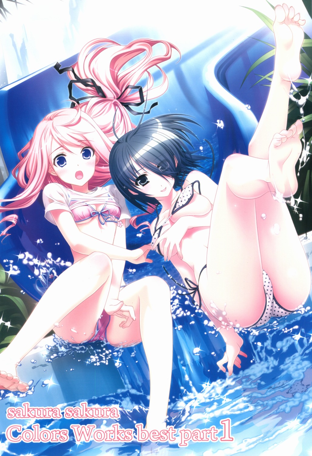 bikini breast_hold feet higa_yukari kasukabe_akira kirishima_sakura sakura_nanako sakura_sakura swimsuits underboob wardrobe_malfunction