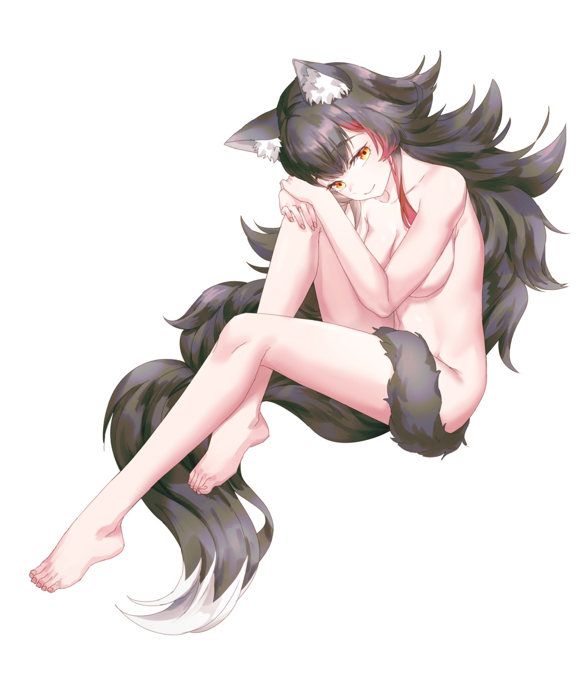 aesice animal_ears hololive hololive_gamers naked ookami_mio tail