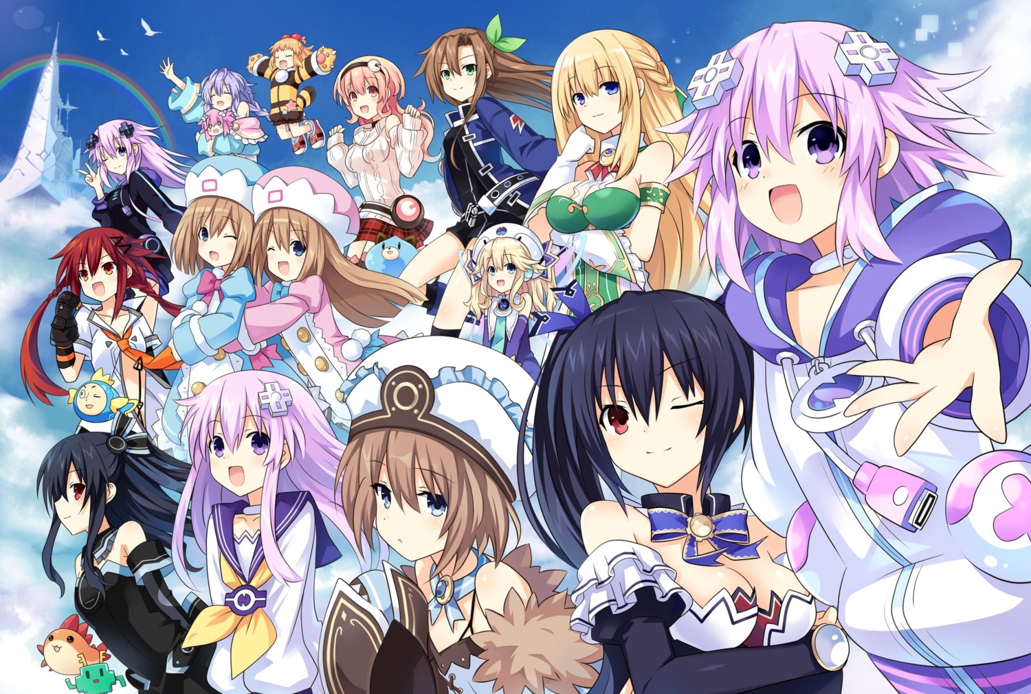 blanc breast_hold choujigen_game_neptune cleavage compa histoire if_(choujigen_game_neptune) nepgear neptune neptune_(shinjigen_game_neptune_vii) noire peashy pururut ram_(choujigen_game_neptune) rom_(choujigen_game_neptune) seifuku shinjigen_game_neptune_vii sweater tennouboshi_uzume umio_(choujigen_game_neptune) uni_(choujigen_game_neptune) vert zero_(ray_0805)