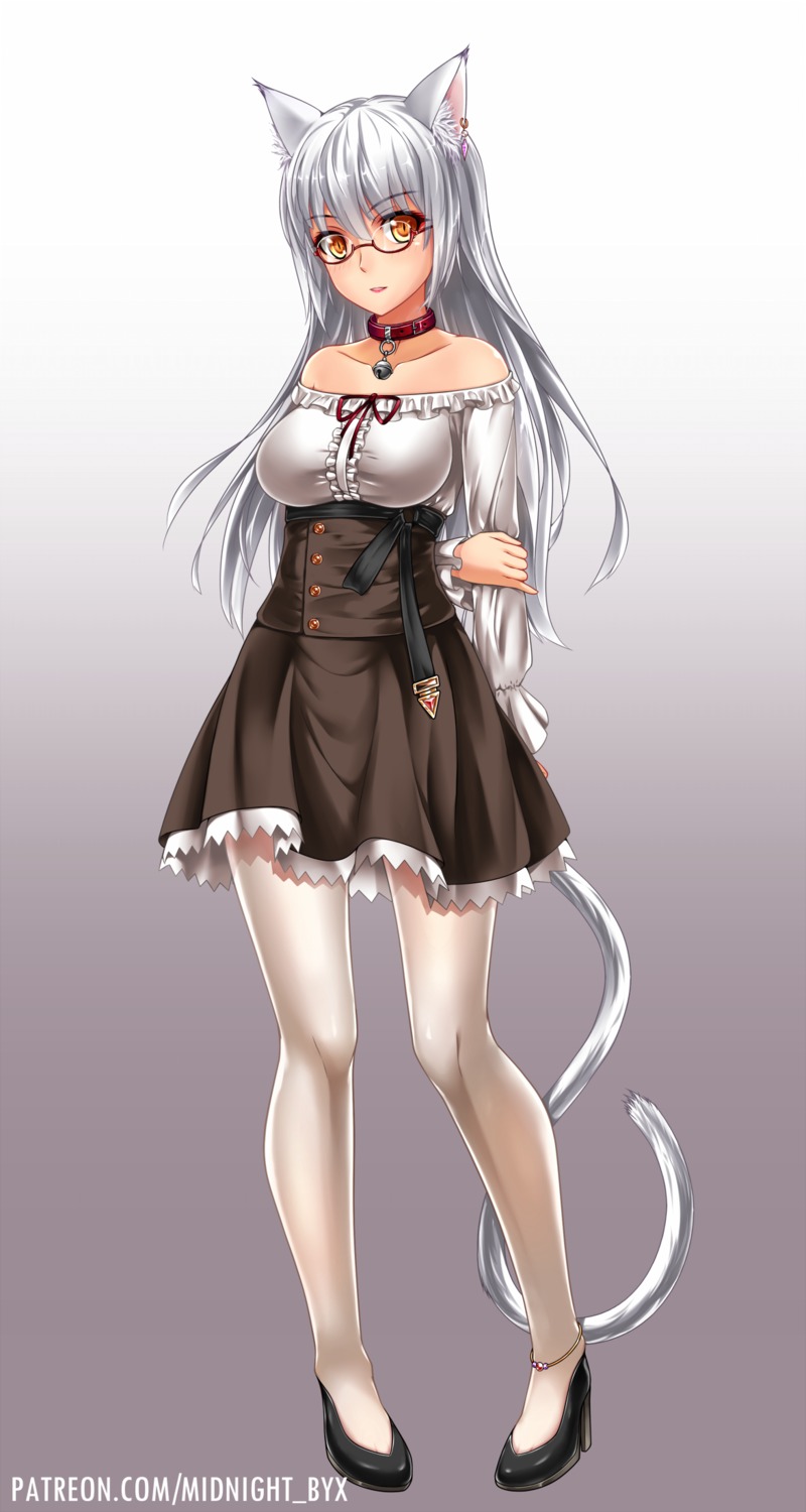 animal_ears dress heels midnight nekomimi pantyhose