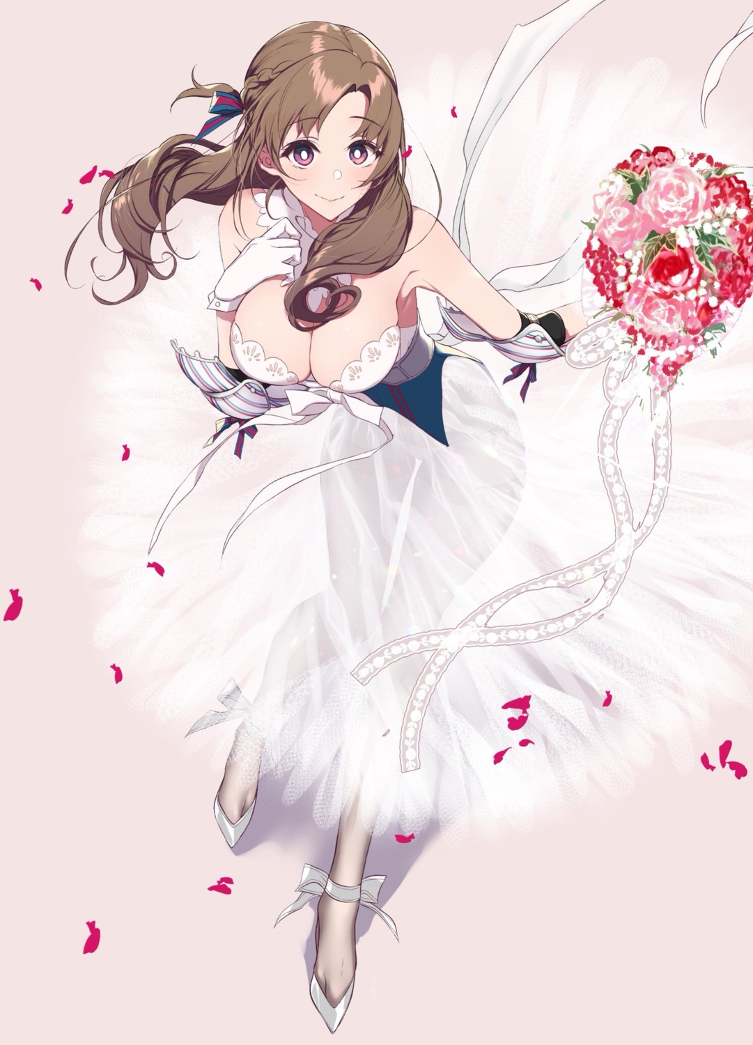 dress no_bra oosuki_mamako pantyhose pochi_(pochi-goya) see_through tsuujou_kougeki_ga_zentai_kougeki_de_ni-kai_kougeki_no_okaasan_wa_suki_desu_ka? wedding_dress