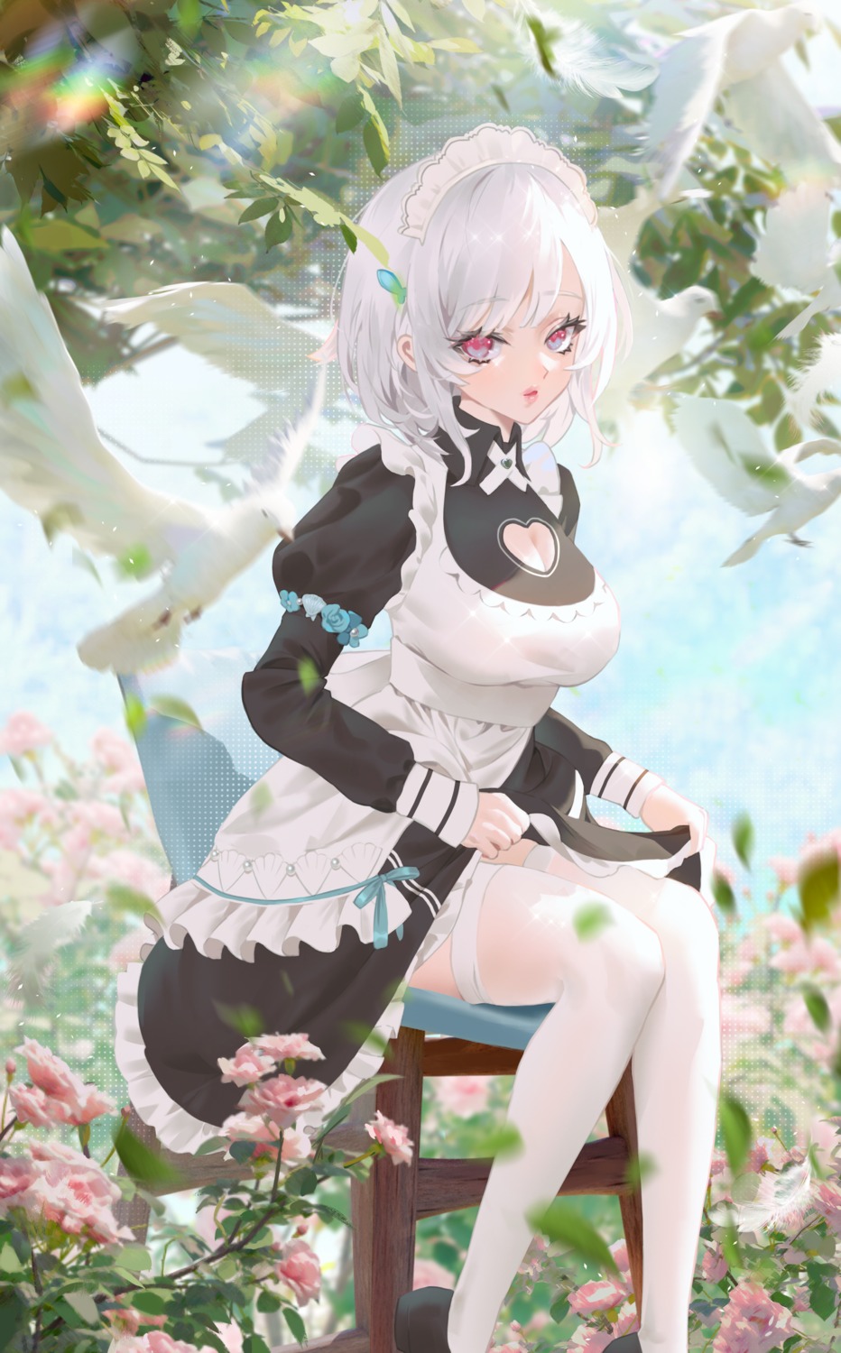 cirilla cleavage maid skirt_lift thighhighs