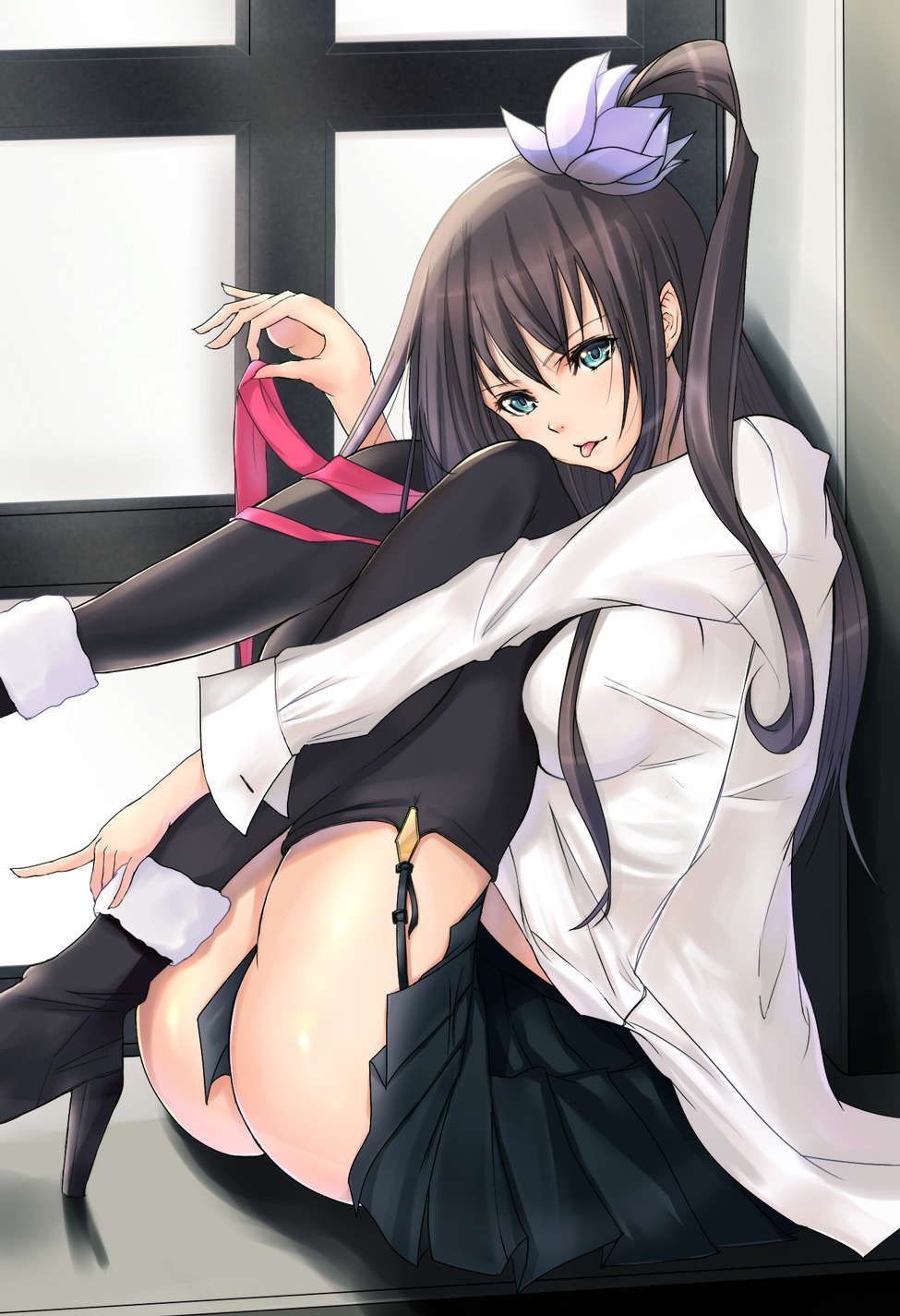 heels kagerou seifuku skirt_lift stockings thighhighs