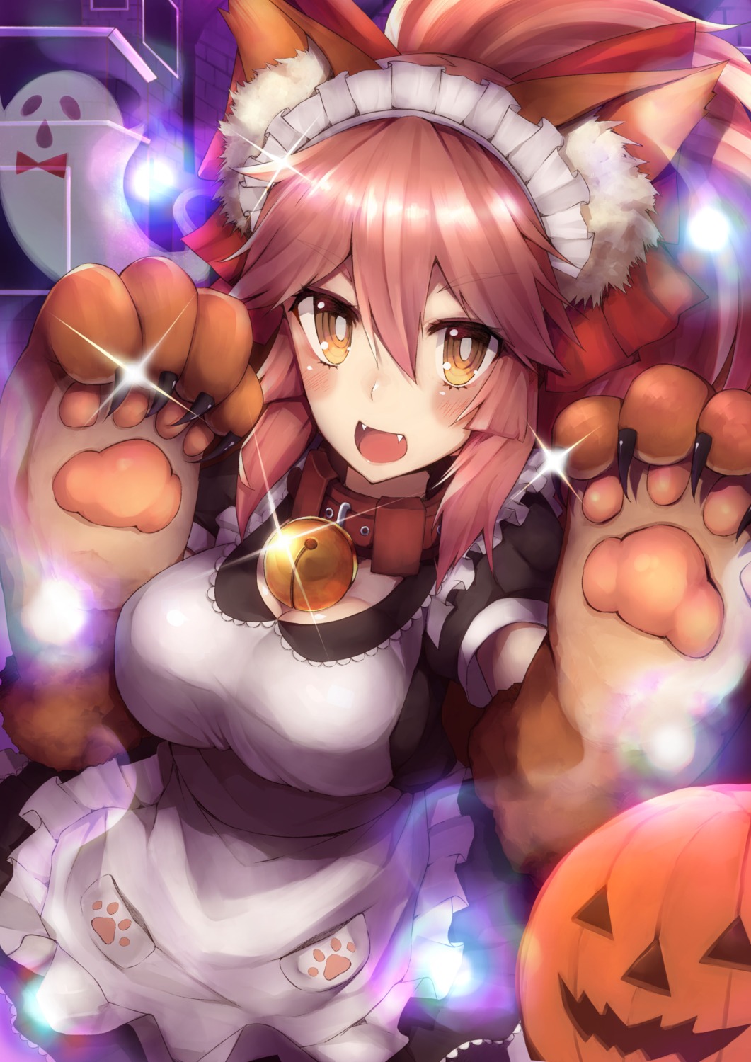 animal_ears cleavage fate/extra fate/grand_order fate/stay_night hachiroku_(hatirokusann86) halloween kitsune maid tamamo_cat