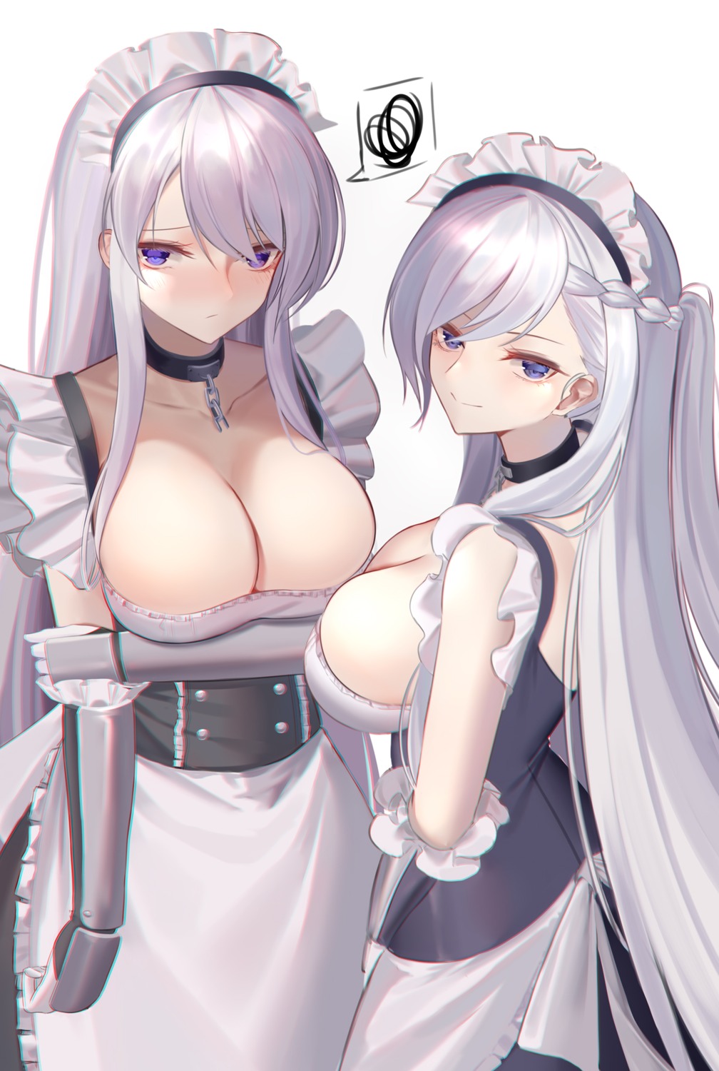 armor azur_lane belfast_(azur_lane) breast_hold cosplay enterprise_(azur_lane) eternity_(shadeh) maid no_bra